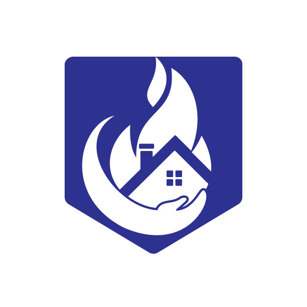 家居保险矢量标志概念。手与火和家图标标志设计。图片下载