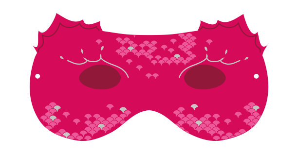 儿童狂欢节面具为小怪兽粉，亮，紫红色带鳞图片下载