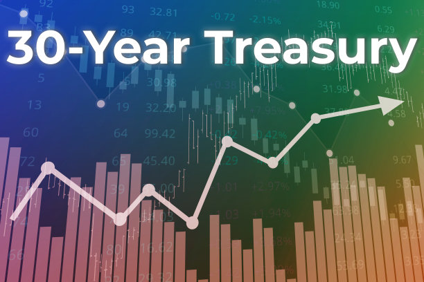 交易债券价格变动30年期国债的蓝色和绿色金融背景。上行和下行趋势。金融市场的概念图片下载