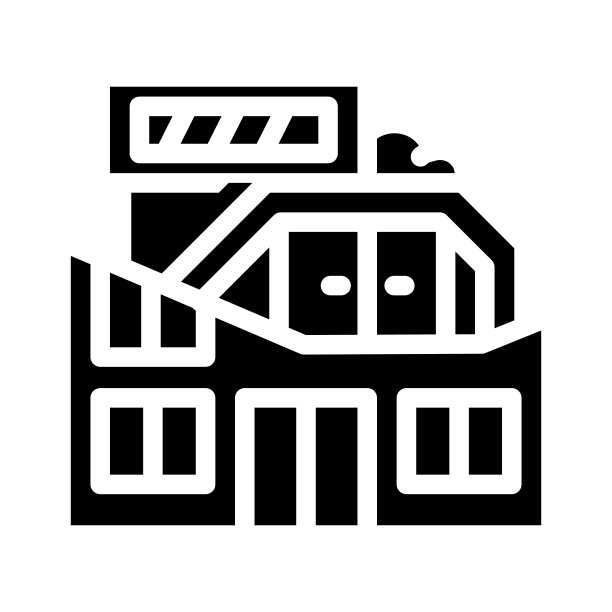 不同寻常形状的房子建筑字形图标矢量插图图片下载