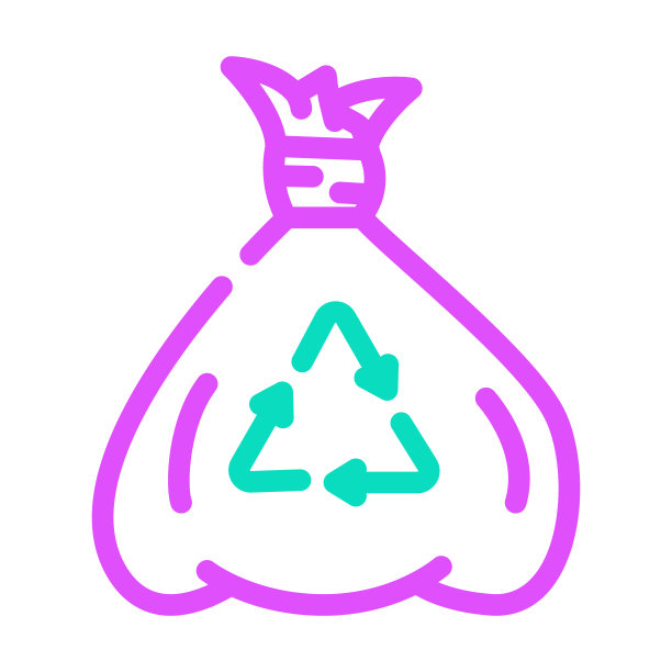 袋回收垃圾颜色图标矢量插图图片下载