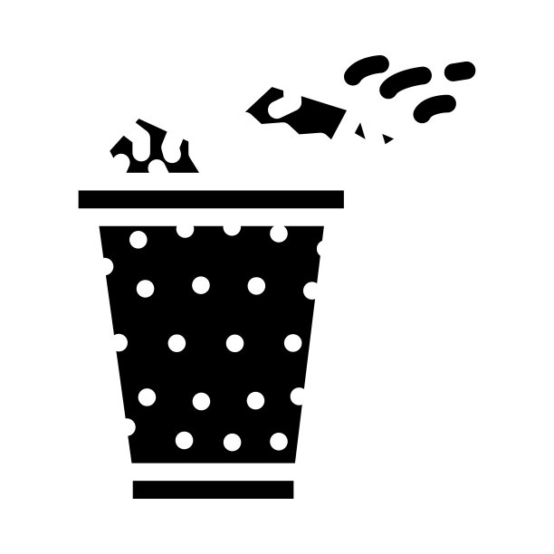 废纸篓字形图标矢量插图图片下载
