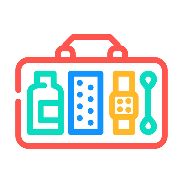 急救箱颜色图标矢量插图图片下载