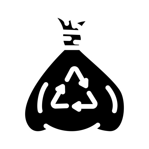 袋回收垃圾字形图标矢量插图图片下载