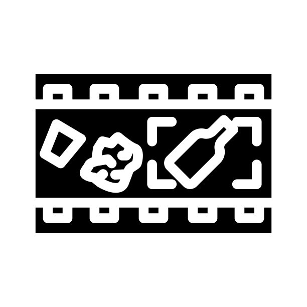 垃圾识别字形图标矢量插图图片下载