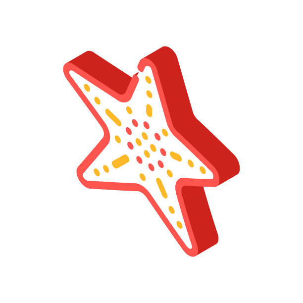 海星海洋动物等距图标矢量插图图片下载