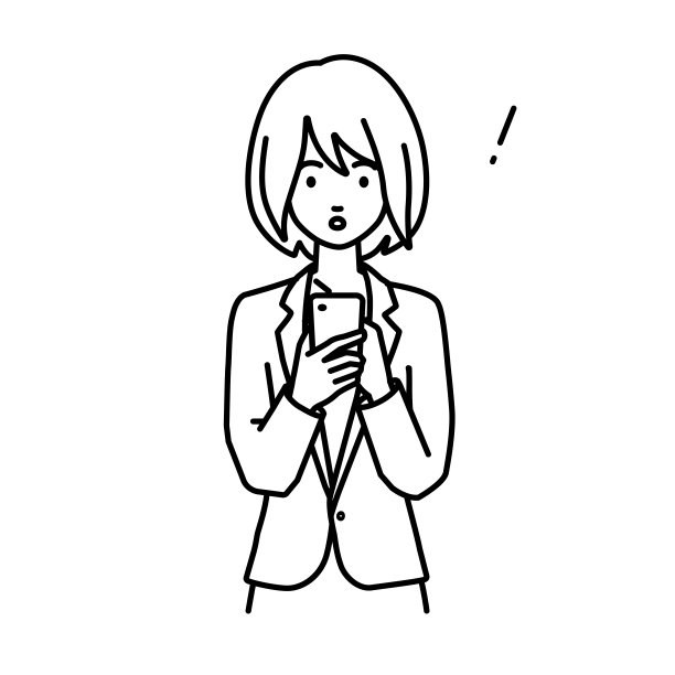 一个穿着西装的女人发现并注意到有东西站在那里，看着里面，手里拿着智能手机图片下载