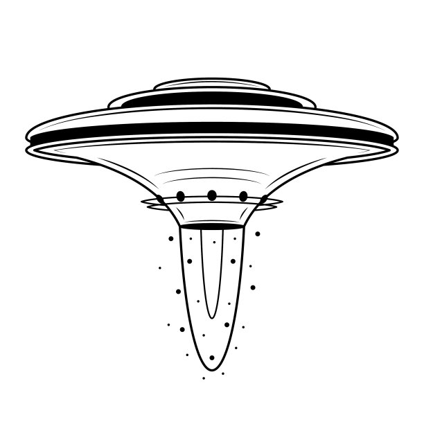 黑色简单线不明飞行物线条涂鸦轮廓元素矢量设计风格草图孤立在白色背景插图银河，空间，宇宙图片下载