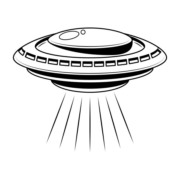 黑色简单线不明飞行物线条涂鸦轮廓元素矢量设计风格草图孤立在白色背景插图银河，空间，宇宙图片下载