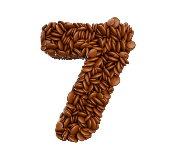 数字7巧克力糖衣豆巧克力糖果字母单词七3d插图图片下载