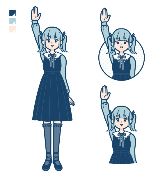穿着哥特式洛丽塔服装的年轻女子，举手示意图片下载