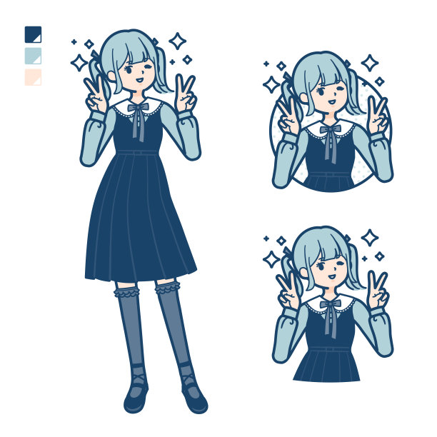 一个穿着哥特式洛丽塔服装和和平标志图像的年轻女子图片下载