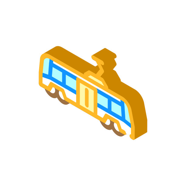 电车运输等距图标矢量插图图片下载