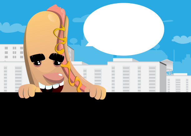 热狗拿着黑色的空牌子。图片下载