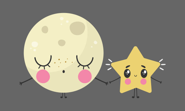 可爱的月亮拉着星星的手图片下载