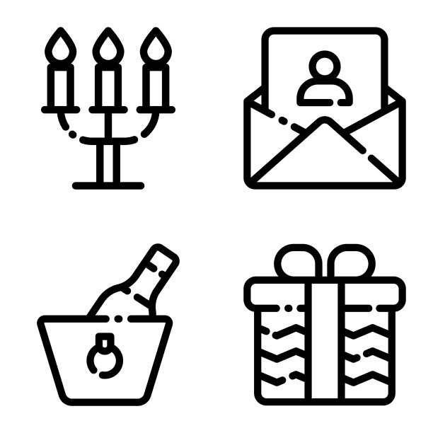 庆典平面图标设置孤立在白色图片下载