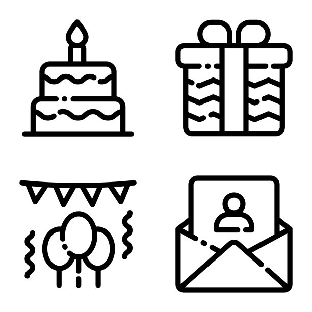 庆典平面图标设置孤立在白色图片下载