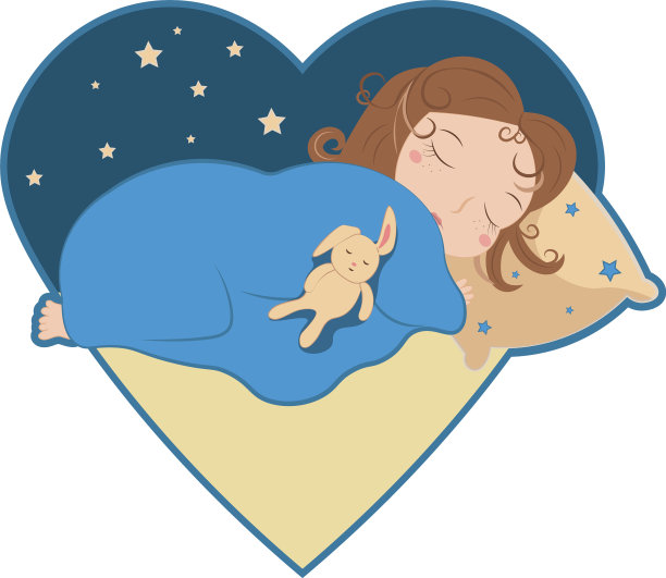 乌克兰儿童睡眠标签向量格式。熟睡的女孩图片下载