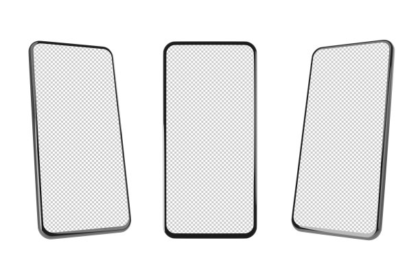 逼真的手机或智能手机模型。手机边框用黑屏显示孤立模板。包括剪切路径。三维演示图片下载