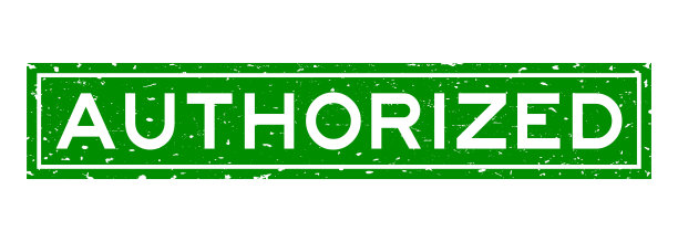 绿色授权字方形橡胶印章白色背景图片下载