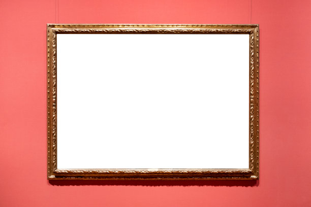 墙上古色古香的金雕画框图片下载