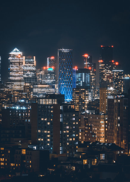 伦敦夜晚的天际线，英国图片下载