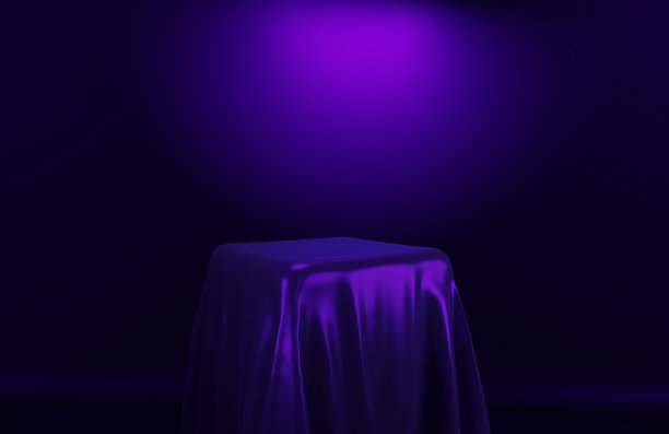 复杂的空平台与布和织物昏暗的背景皇家蓝色颜色插图产品背景平面设计3D插图图片下载