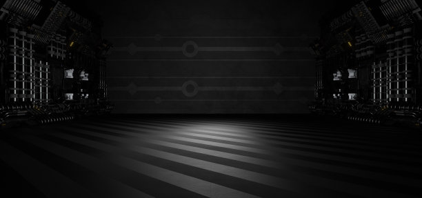 赛博朋克工业外星人室内空工作室奇妙的灰色游戏壁纸背景科幻概念用作背景3D渲染图片下载