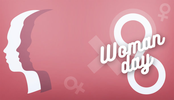 抽象的背景。国际妇女节8日march and beauty of Women of different age的概念，贺卡设计横幅上的粉红色，复制空间，横幅-3d渲染图片下载