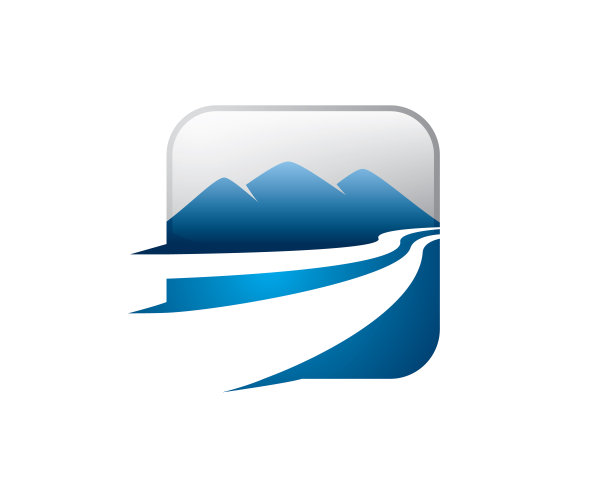 跨越山脉的双河的方形图标图片下载