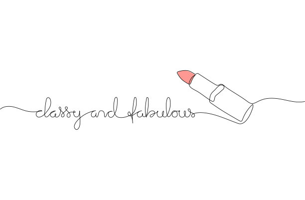 经典和难以置信的手写铭文太阳镜和口红在连续线绘制。最小的艺术。图片下载