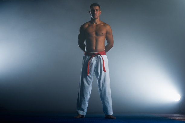 这个年轻人正在体育馆里练习武术图片下载