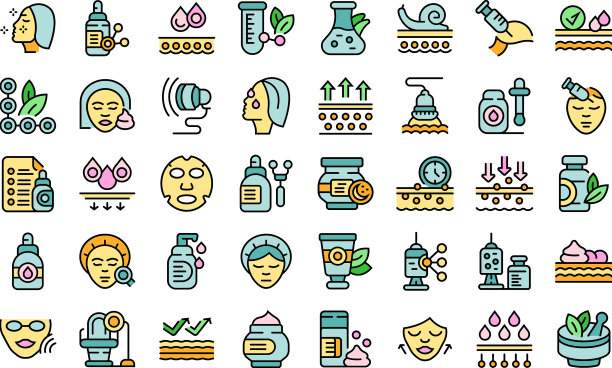 抗衰老化妆品图标设置平图片下载