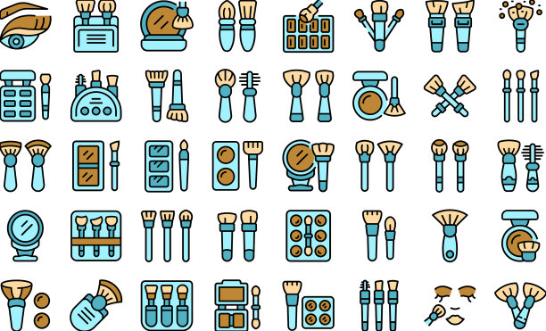 化妆刷图标设置平坦图片下载