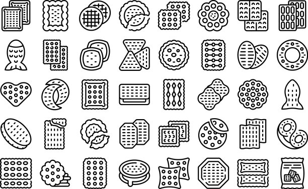 饼干图标集轮廓圆饼干图片下载