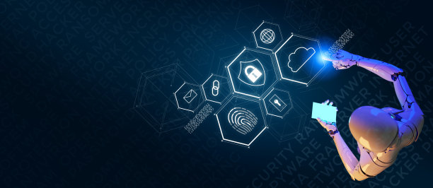 网络安全网络犯罪网络诈骗业务网络安全平台隐私保护3D AI机器人安全图标计算机病毒攻击防御VPN身份隐私数据黑客保护防火墙图片下载