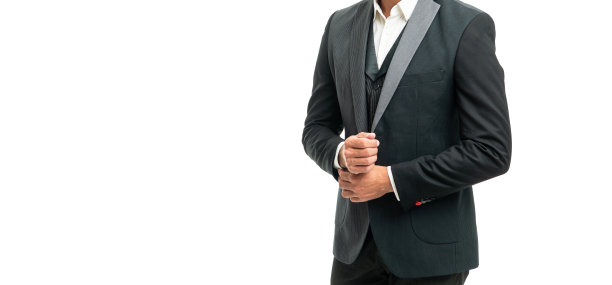 剪裁绅士在正式燕尾服孤立在白色与复制空间图片下载