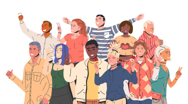 各种各样的人都表现出积极的姿态图片下载