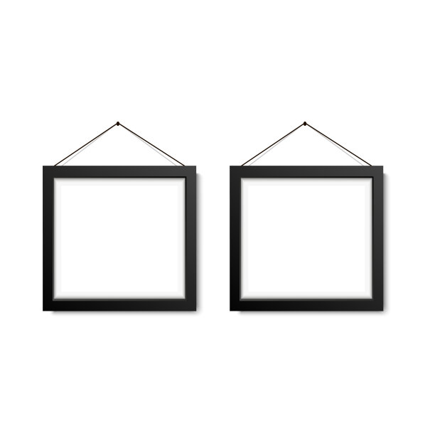 放相片或挂在墙上的空相框。向量图片下载
