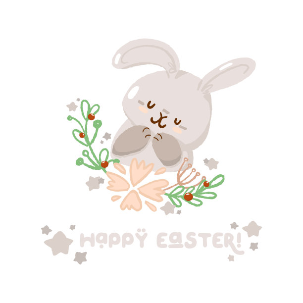概念兔复活节文字贺卡，可爱的春天宗教节日，兔宝宝图标，卡通兔涂鸦矢量插图，孤立在白色。图片下载