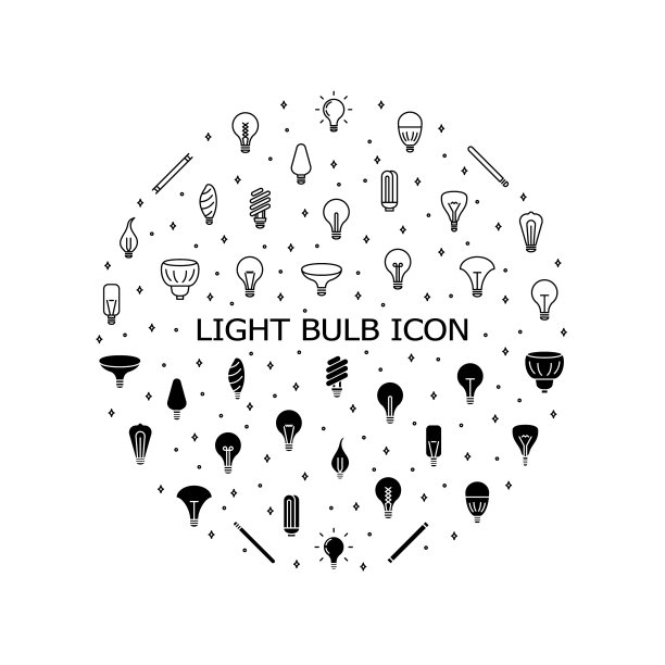 灯泡平线图标设置。灯泡和灯泡，创意或创新的象征。简单的平面矢量插图诊所，网站或移动应用程序图片下载