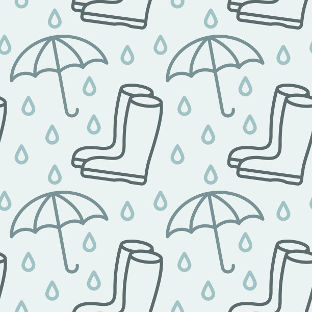 无缝向量模式与春天主题和橡胶靴。用于布料、纸张、包装、纺织品、海报、剪贴簿、壁纸或背景、网站或手机应用图片下载