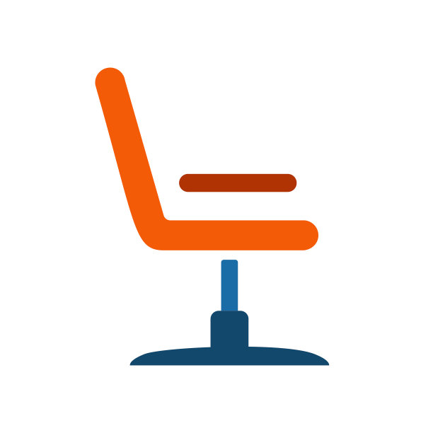 向量红色或橙色和黄色理发椅在白色背景。理发店和美发师图标图片下载