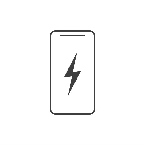 带充电标志的手机。小工具孤立在白色背景上。图片下载