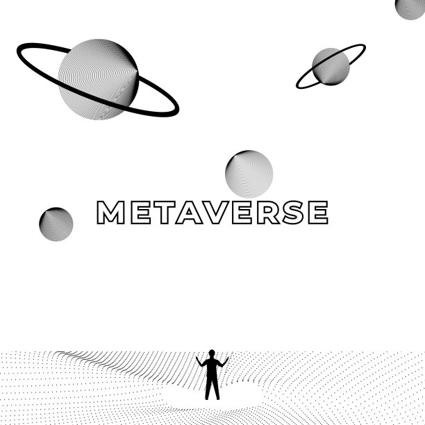 商人站立轮廓和数字轮廓曲线点、线、波。元世界和虚拟现实技术的概念图片下载