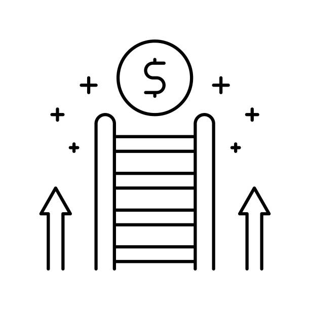 职业阶梯线图标矢量插图图片下载