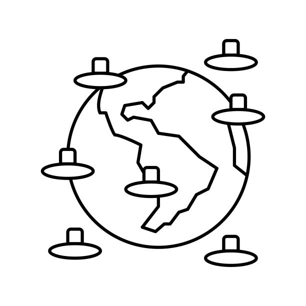 外星人入侵行星线图标矢量插图图片下载