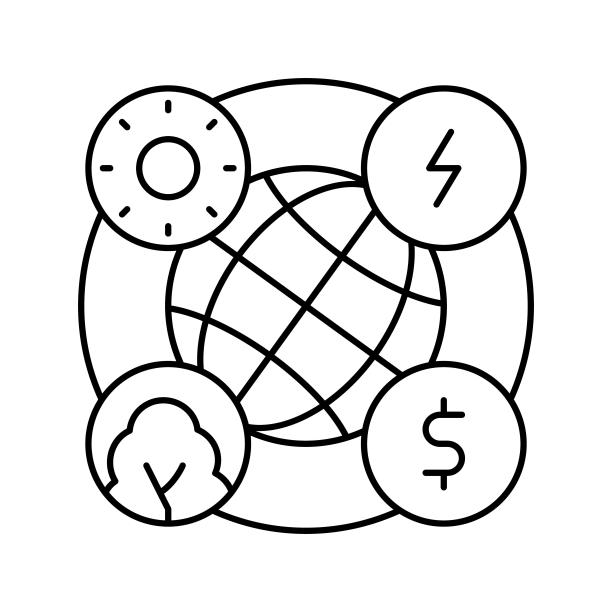 循环经济线条图标矢量图图片下载