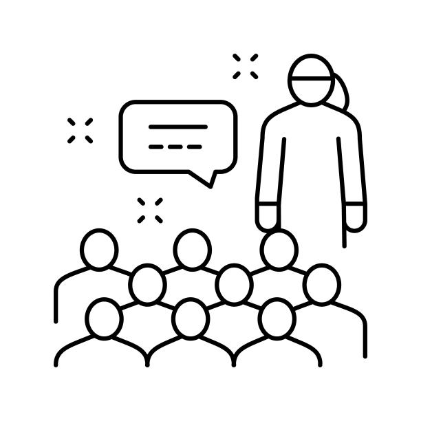 家长会幼儿园线图标矢量插图图片下载