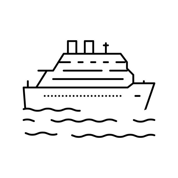 Cruise夏季度假线图标矢量插图图片下载